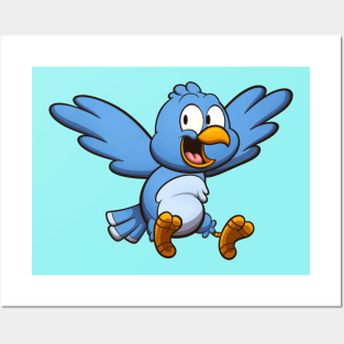 Cute Flying Blue Bird Posters and Art